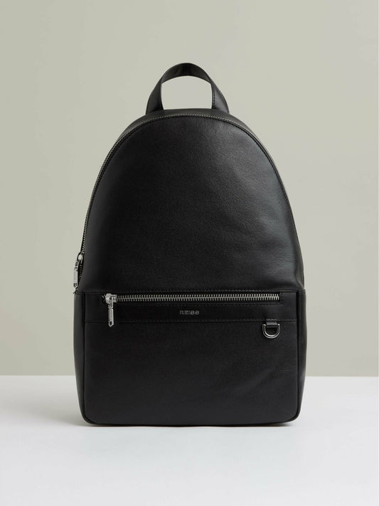 Reiss Best Seller - Micro-Grain Leather Backpack in Black