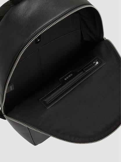 Reiss Best Seller - Micro-Grain Leather Backpack in Black