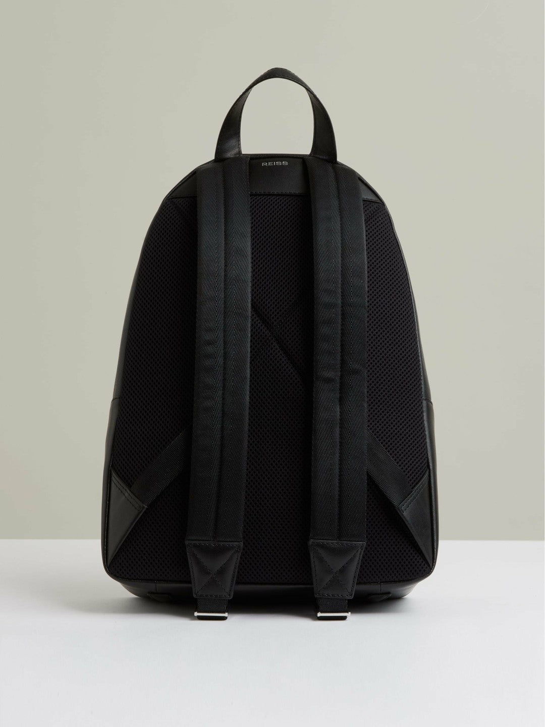 Reiss Best Seller - Micro-Grain Leather Backpack in Black