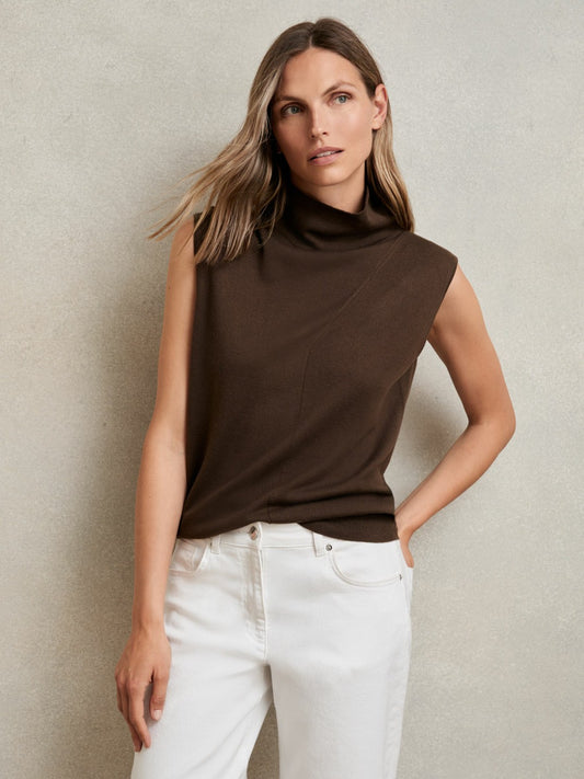 Reiss Offer - Wool Slouched Sleeveless Top in Chocolate