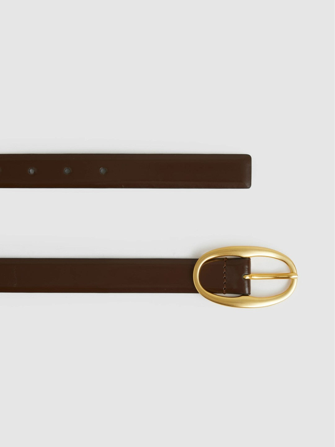 Reiss Best Seller - Patent Leather Oval Buckle Belt in Chocolate
