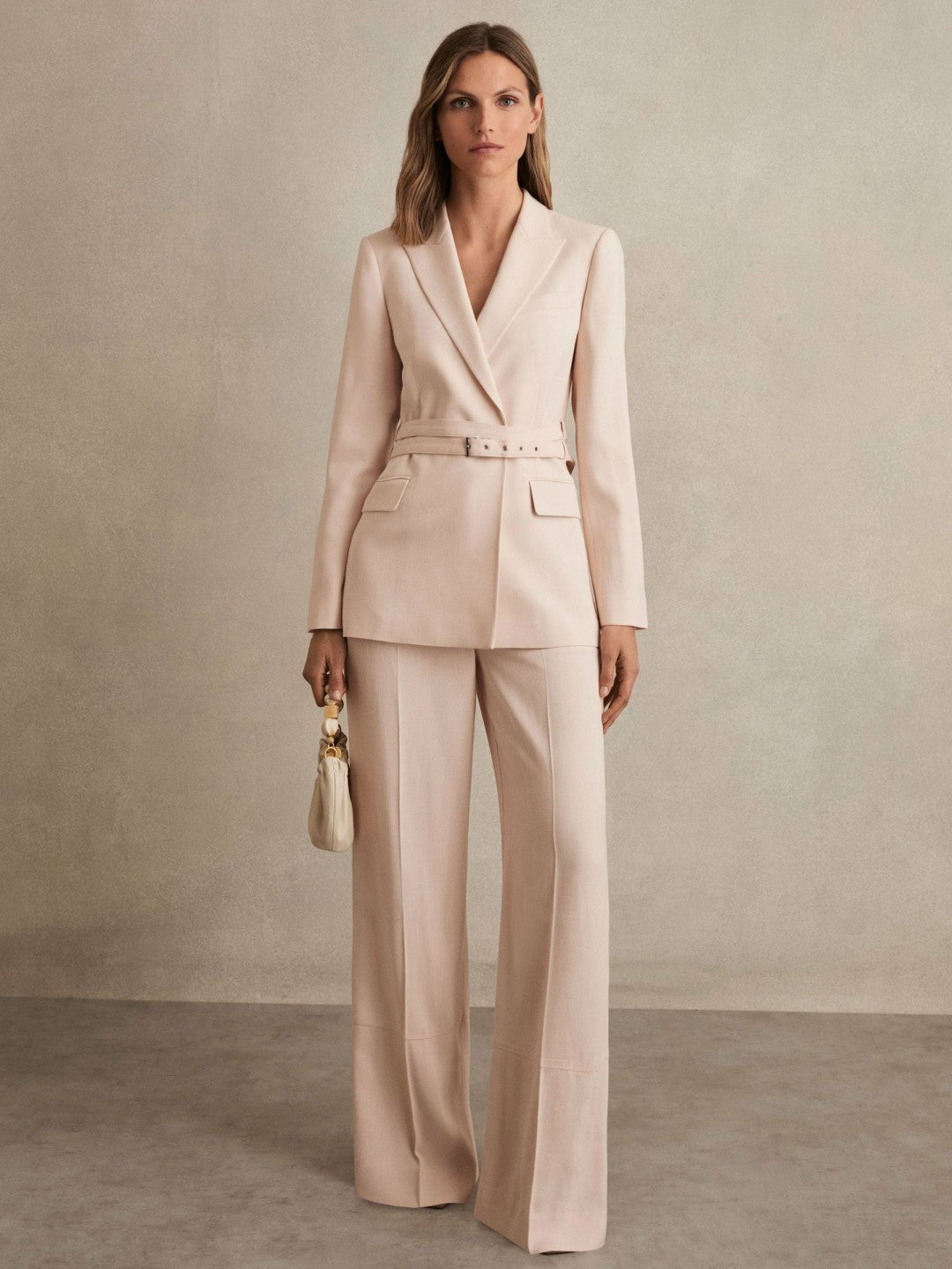 Reiss Popular Choice - Petite Wide-Leg Suit Trousers in Pink