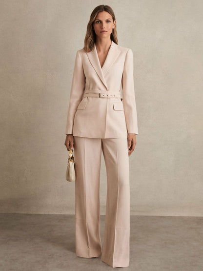 Reiss Popular Choice - Petite Wide-Leg Suit Trousers in Pink