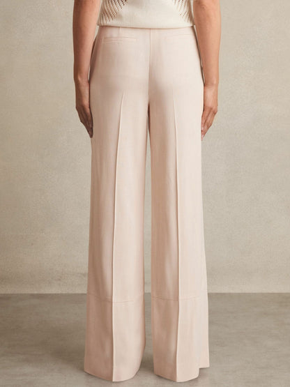 Reiss Popular Choice - Petite Wide-Leg Suit Trousers in Pink