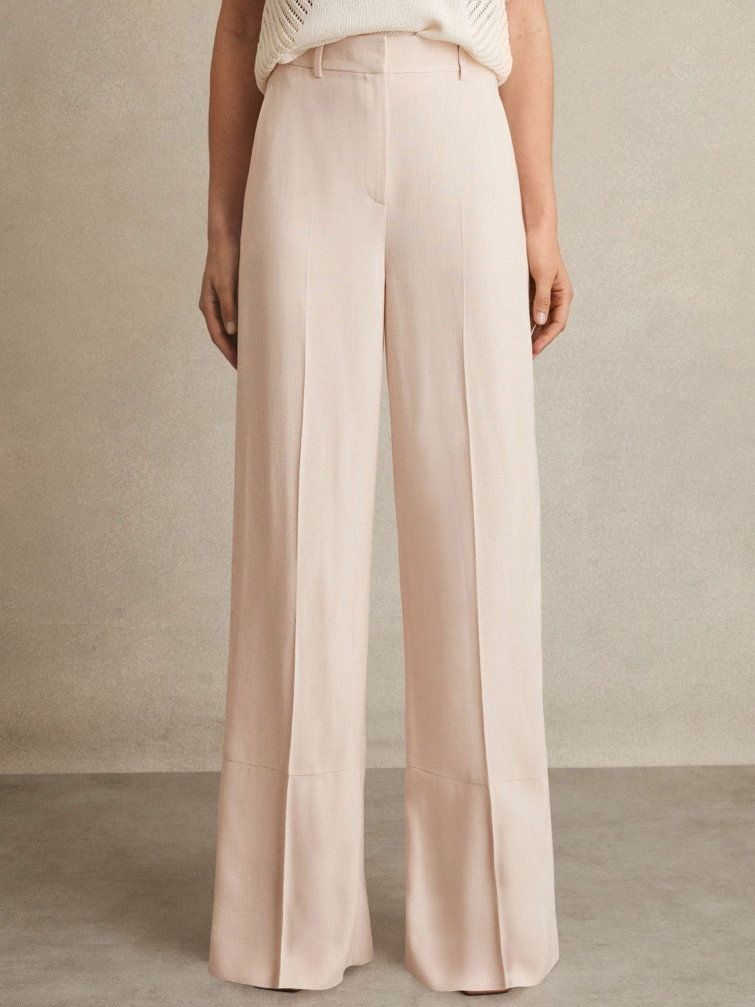 Reiss Popular Choice - Petite Wide-Leg Suit Trousers in Pink