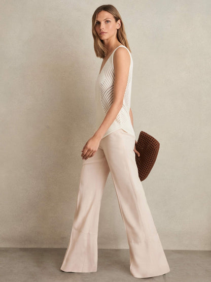 Reiss Popular Choice - Petite Wide-Leg Suit Trousers in Pink