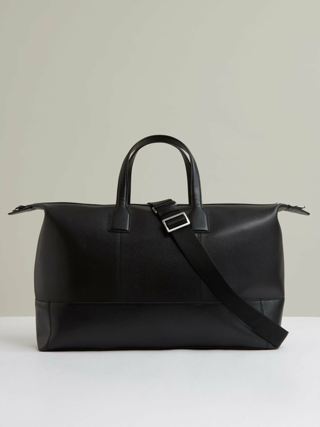 Reiss Featured - Micro-Grain Leather Holdall in Black