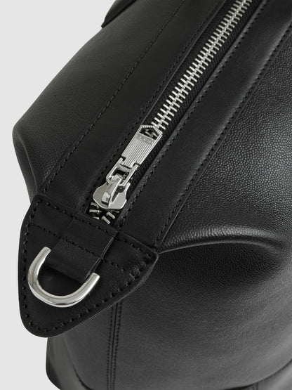 Reiss Featured - Micro-Grain Leather Holdall in Black