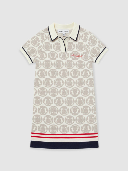 Reiss Deal - 13-14 yrs SmileyWorld Knitted Polo Dress in Off White