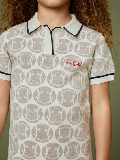 Reiss Deal - 13-14 yrs SmileyWorld Knitted Polo Dress in Off White