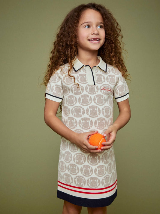 Reiss Sale - 4-9 yrs SmileyWorld Knitted Polo Dress in Off White