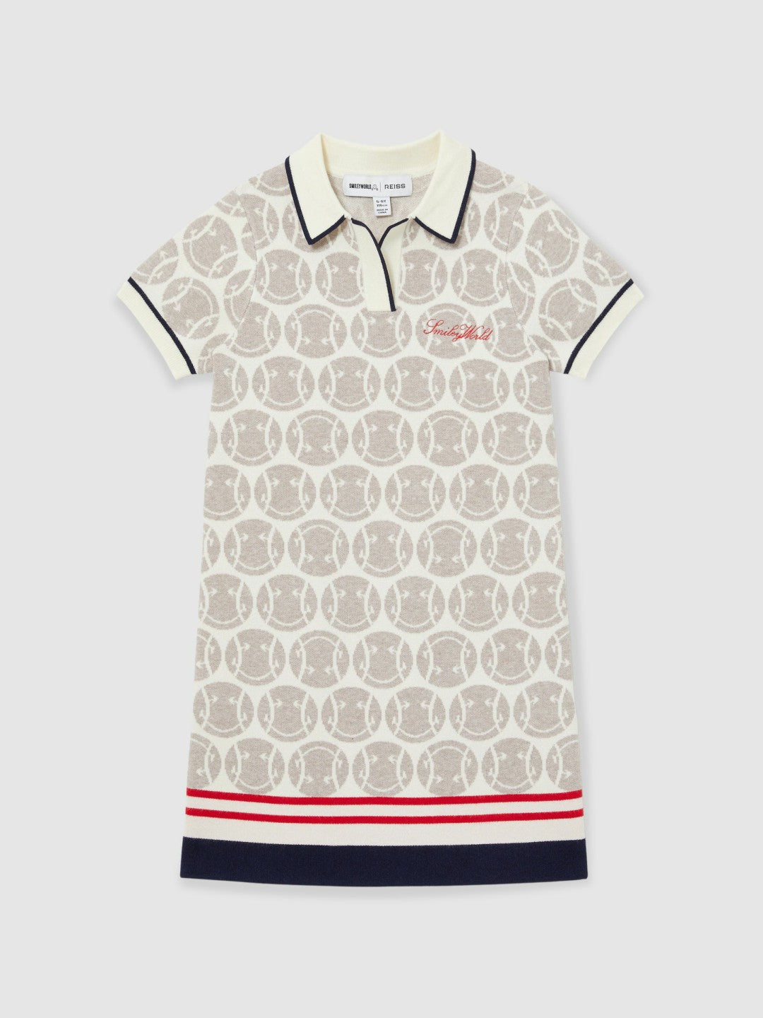Reiss Sale - 4-9 yrs SmileyWorld Knitted Polo Dress in Off White