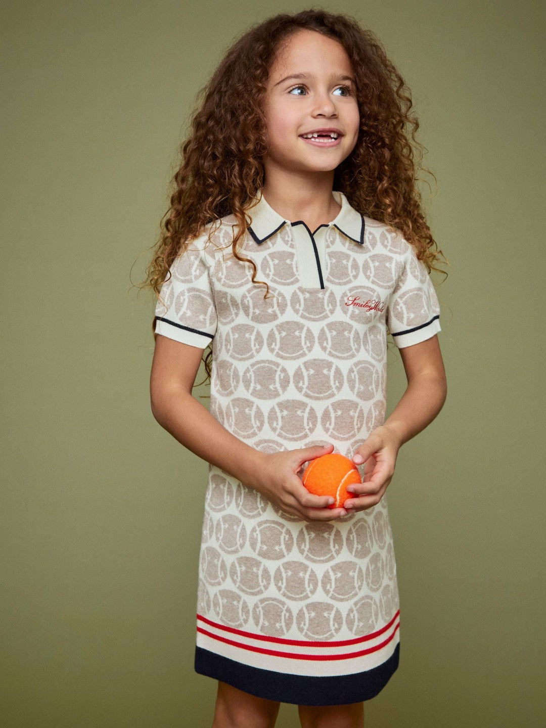 Reiss Savings - 9-13 yrs SmileyWorld Knitted Polo Dress in Off White