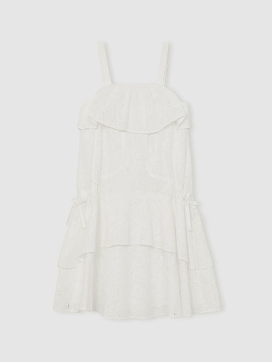Reiss Best Seller - 13-14 yrs SmileyWorld Broderie Logo Dress in Ivory