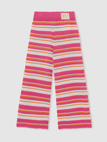Reiss 9-13 yrs SmileyWorld Stripe Knit Trousers in Pink
