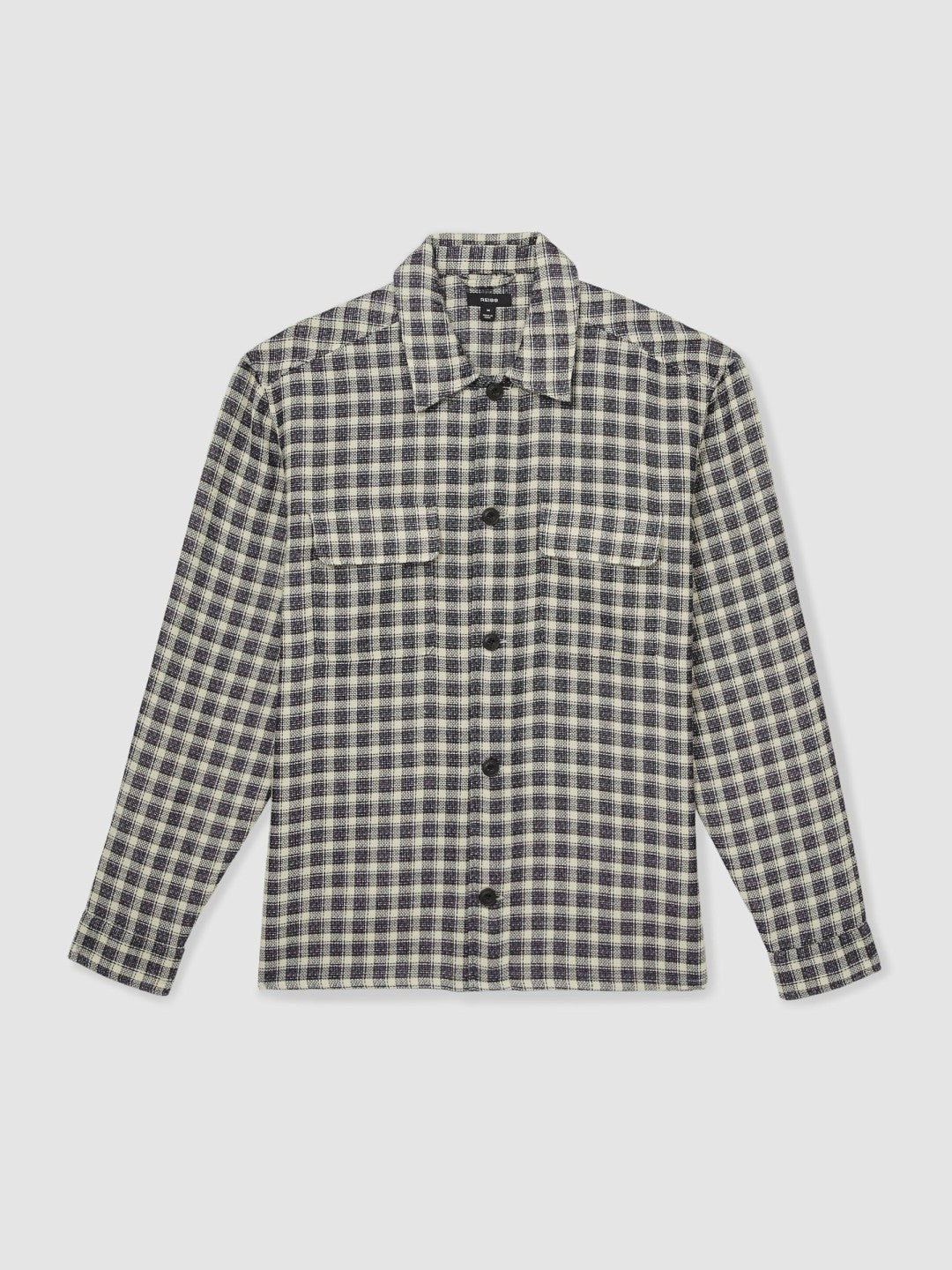 Reiss Savings - Woven Check Twin Pocket Overshirt in Navy/White