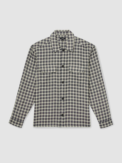 Reiss Savings - Woven Check Twin Pocket Overshirt in Navy/White