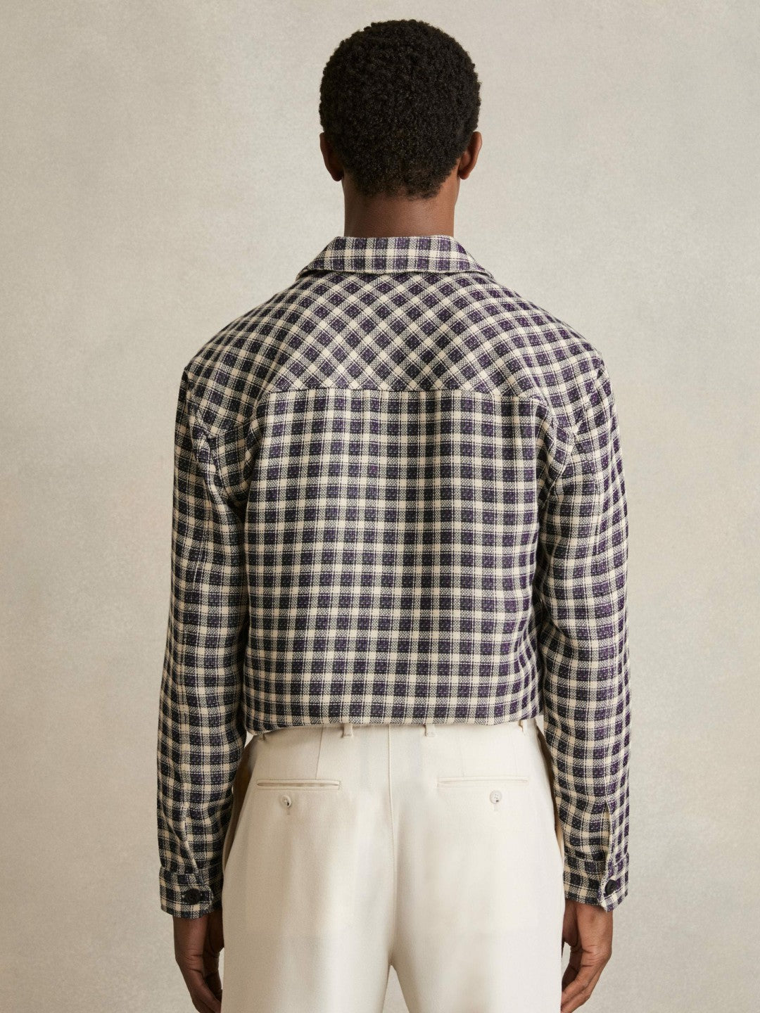 Reiss Savings - Woven Check Twin Pocket Overshirt in Navy/White