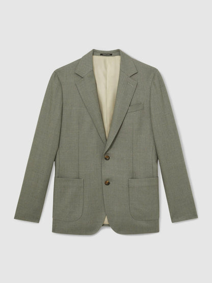 Reiss Deal - Wool-Blend Single-Breasted Blazer Slim-Fit in Sage Green