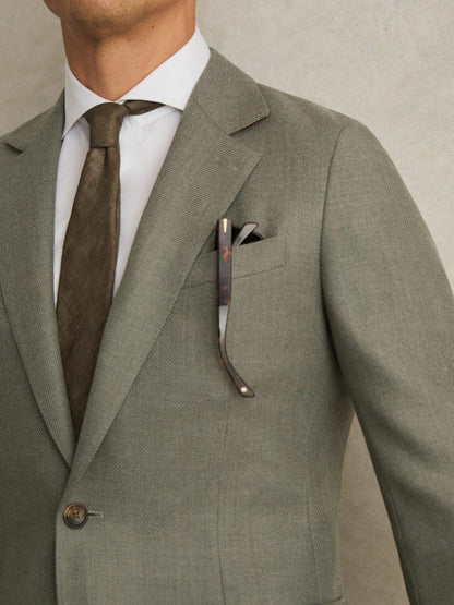 Reiss Deal - Wool-Blend Single-Breasted Blazer Slim-Fit in Sage Green