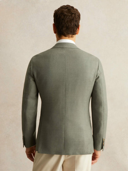 Reiss Deal - Wool-Blend Single-Breasted Blazer Slim-Fit in Sage Green