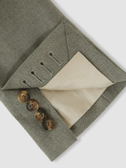 Reiss Deal - Wool-Blend Single-Breasted Blazer Slim-Fit in Sage Green