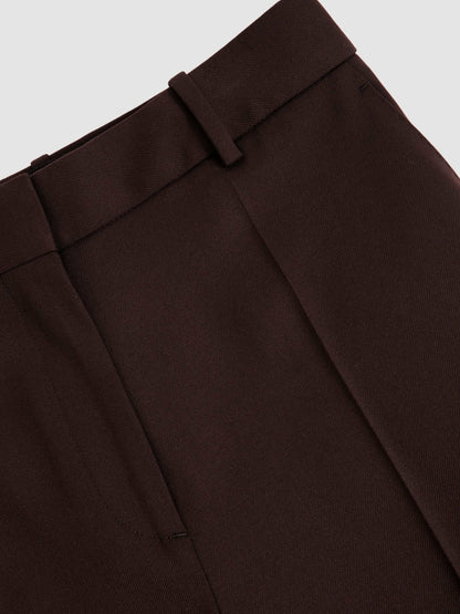 Reiss Petite Wool-Blend Wide-Leg Suit Trousers in Aubergine