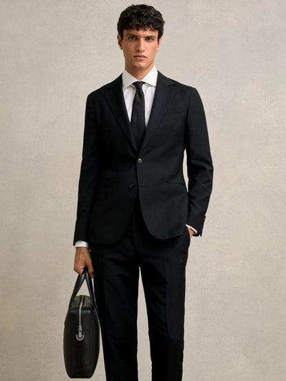 Reiss Offer - Micro-Grain Leather Briefcase in Black