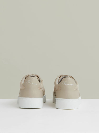 Reiss Popular Choice - Leather Elasticated-Lace Trainers in Ecru