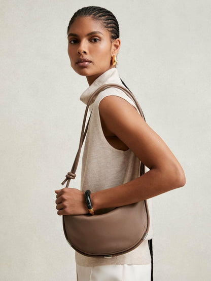 Reiss Best Seller - Leather Rope Strap Shoulder Bag in Neutral