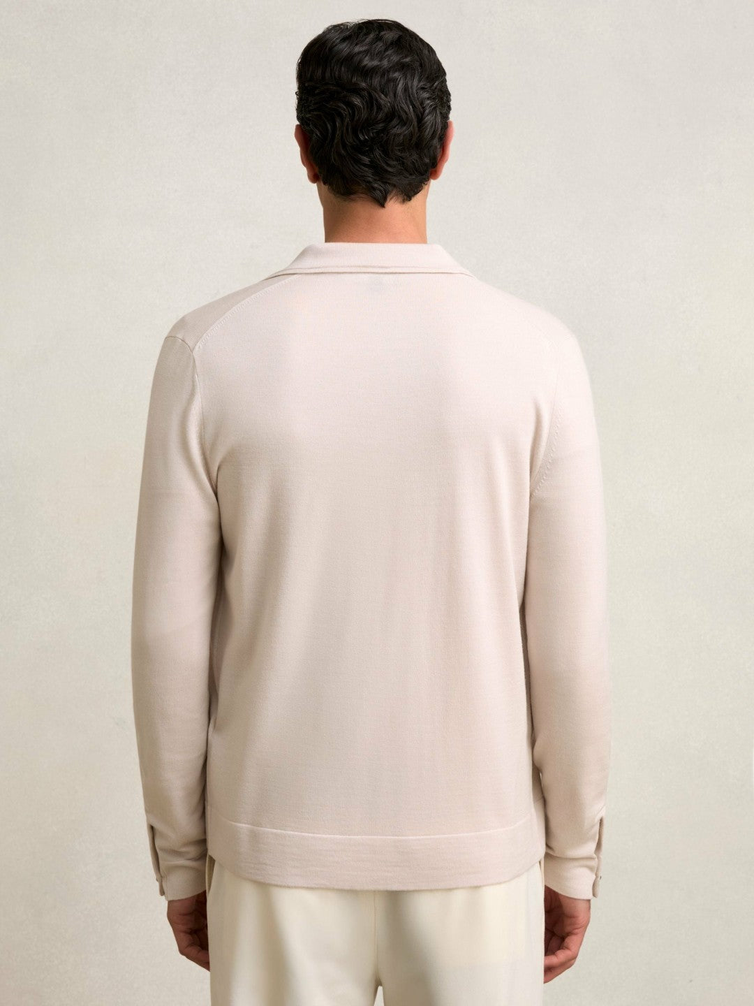 Reiss Featured - Merino Wool Button-Through Cardigan in Beige