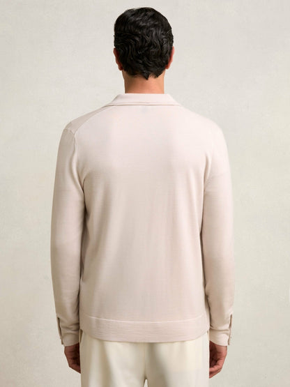 Reiss Featured - Merino Wool Button-Through Cardigan in Beige