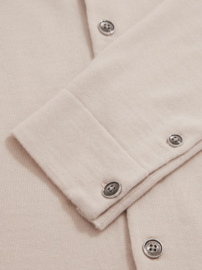 Reiss Featured - Merino Wool Button-Through Cardigan in Beige