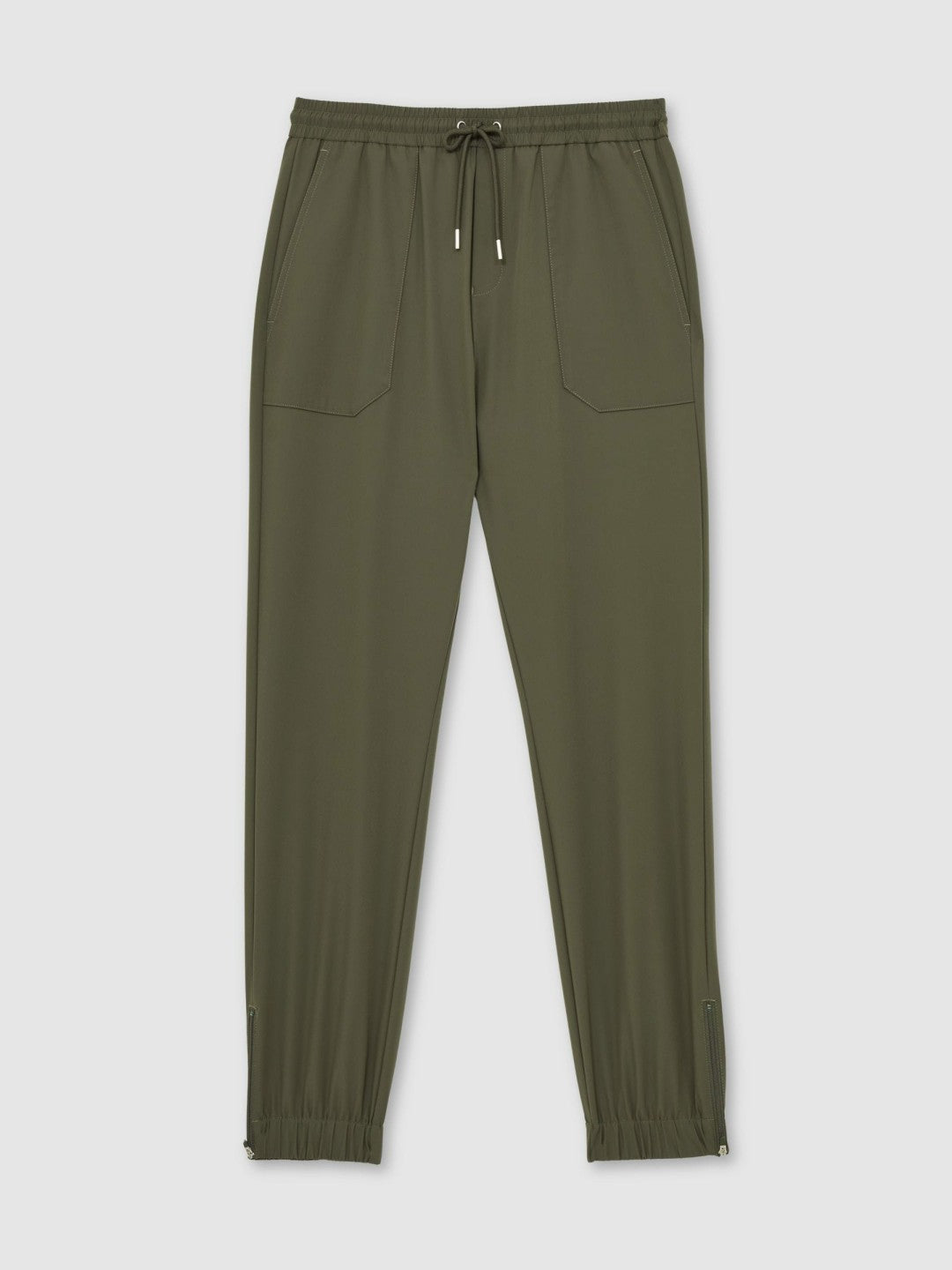 Reiss Popular Choice - Drawstring Technical Cuffed Trousers in Green