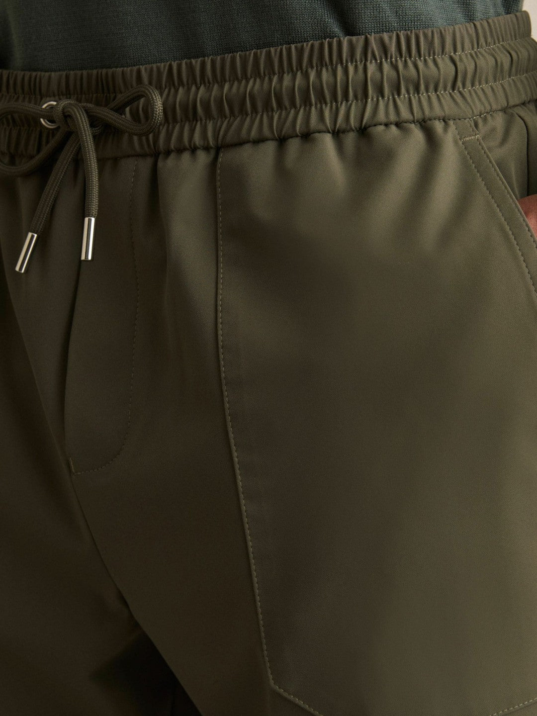 Reiss Popular Choice - Drawstring Technical Cuffed Trousers in Green