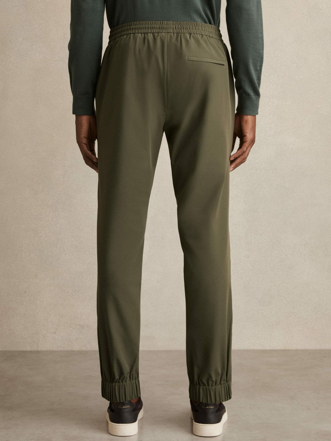 Reiss Popular Choice - Drawstring Technical Cuffed Trousers in Green
