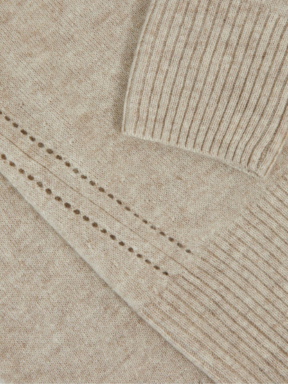 Reiss 9-13 yrs Wool-Blend Open-Stitch Jumper with Cashmere in Oatmeal