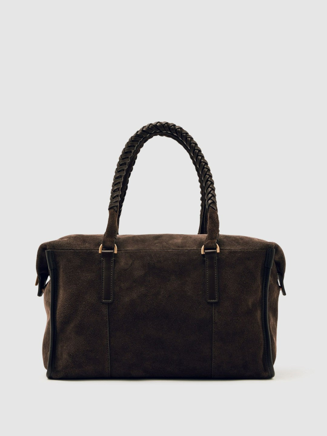 Reiss Sale - Suede Braided-Strap Bowling Bag in Chocolate