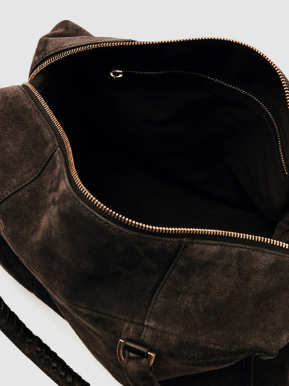 Reiss Sale - Suede Braided-Strap Bowling Bag in Chocolate
