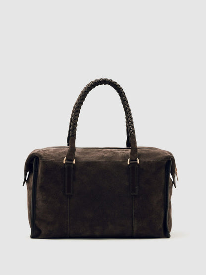 Reiss Sale - Suede Braided-Strap Bowling Bag in Chocolate
