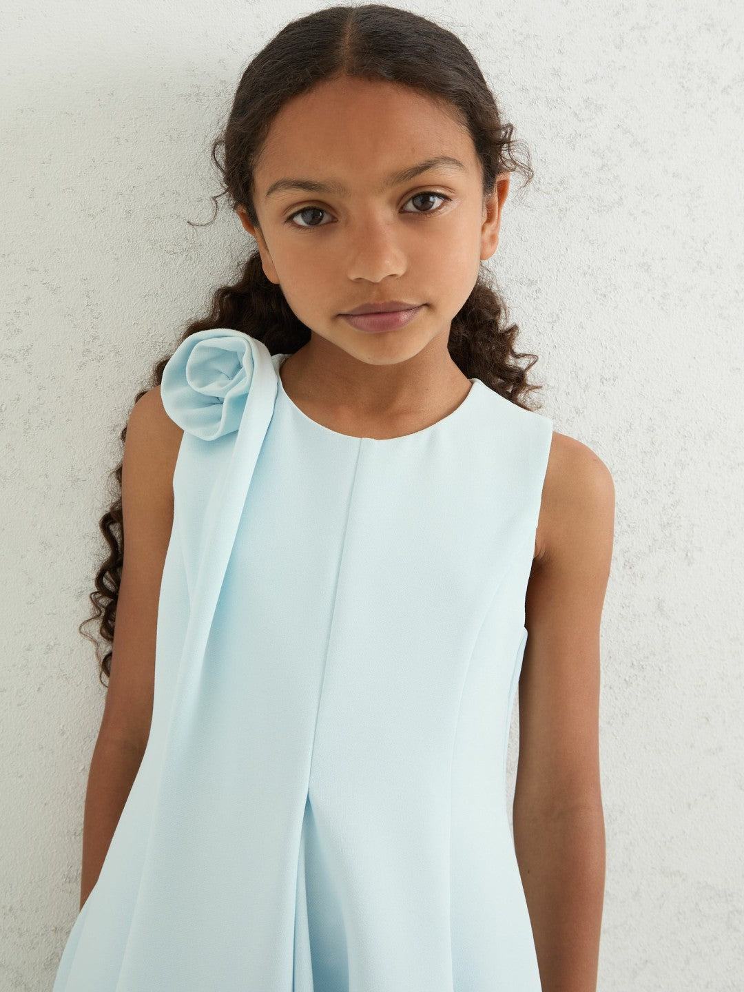 Reiss Featured - 9-13 yrs Flower-Detail Fit-And-Flare Dress in Blue