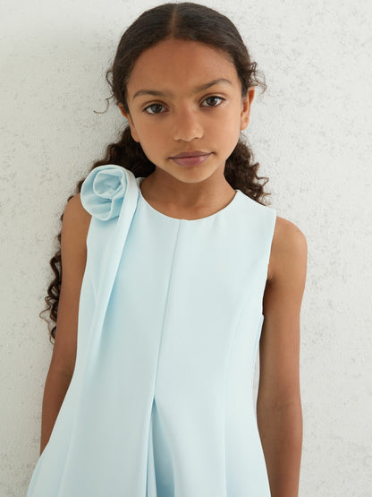 Reiss Featured - 9-13 yrs Flower-Detail Fit-And-Flare Dress in Blue