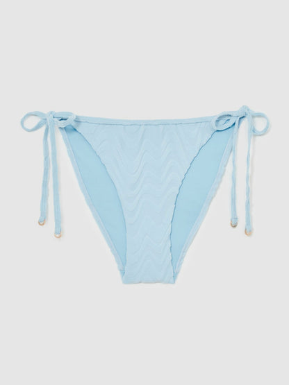 Reiss Best Seller - Textured Wave Bikini Bottoms in Blue