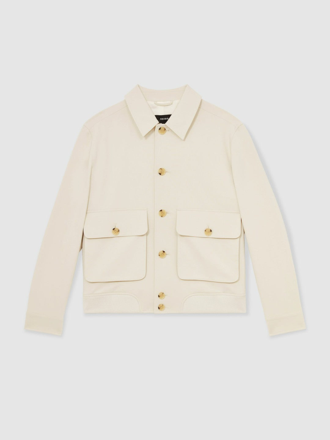 Reiss Sale - Cotton-Blend Button-Through Jacket in Light Stone