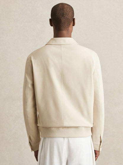 Reiss Sale - Cotton-Blend Button-Through Jacket in Light Stone