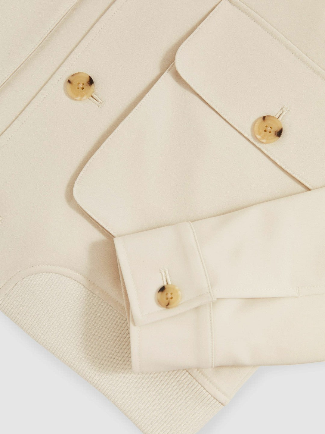 Reiss Sale - Cotton-Blend Button-Through Jacket in Light Stone