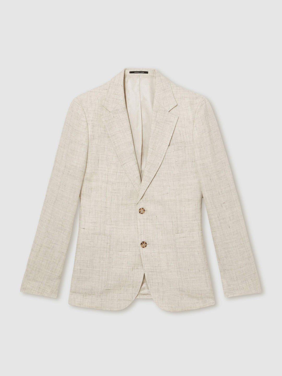 Reiss Sale - Linen-Cotton Single-Breasted Suit Blazer Slim-Fit in Stone