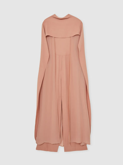 Reiss Featured - Wide-Leg Cape Jumpsuit in Pink