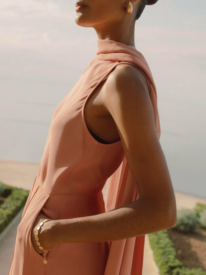 Reiss Featured - Wide-Leg Cape Jumpsuit in Pink