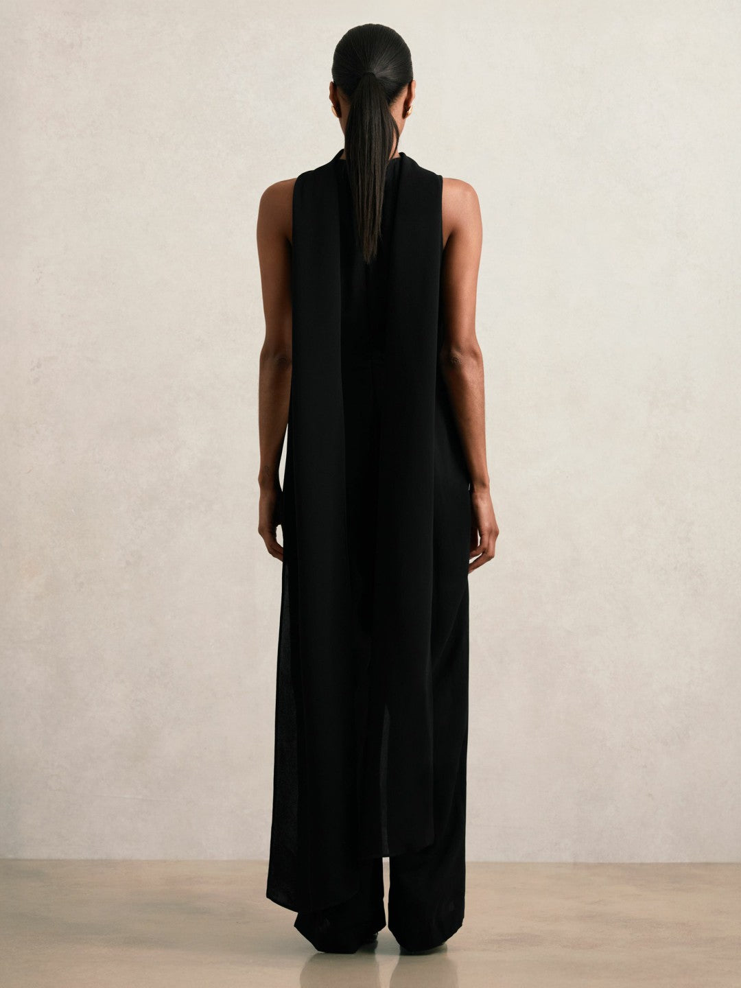 Reiss Value - Wide-Leg Cape Jumpsuit in Black